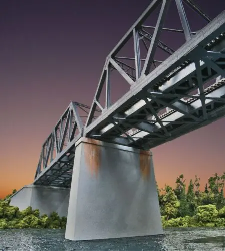 933-4552 - Double Track Railroad Bridge Concrete Piers 2Pc (Ho Scale) 1