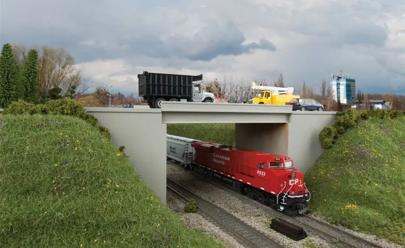 933-4566 - Modern Concrete Highway Overpass Kit (Ho Scale) 1