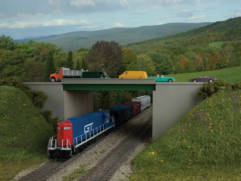 933-4567 - Modern Steel Highway Overpass With Concrete Sides Kit (Ho Scale) 1