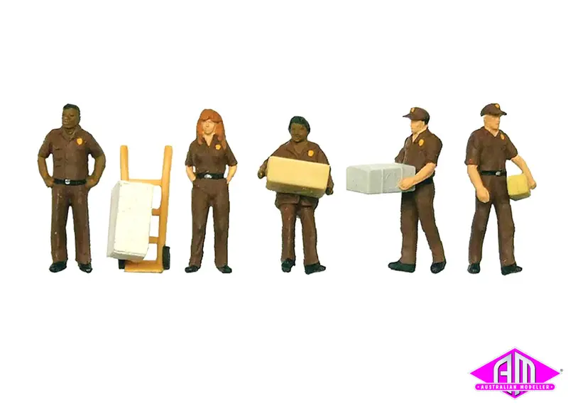 949-6043 - Ups Delivery Personnel With Handcart (Ho Scale) 1