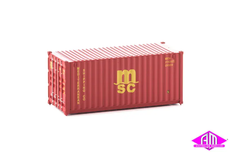 949-8059 - 20' Container Fully Corrugated - Msc Red (Ho Scale) 1