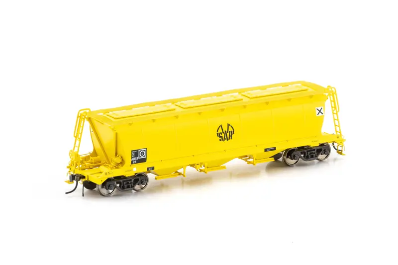 Ahgx Grain Hopper - Large Doors, Sar Yellow, 4 Car Pack Sgh-2 1