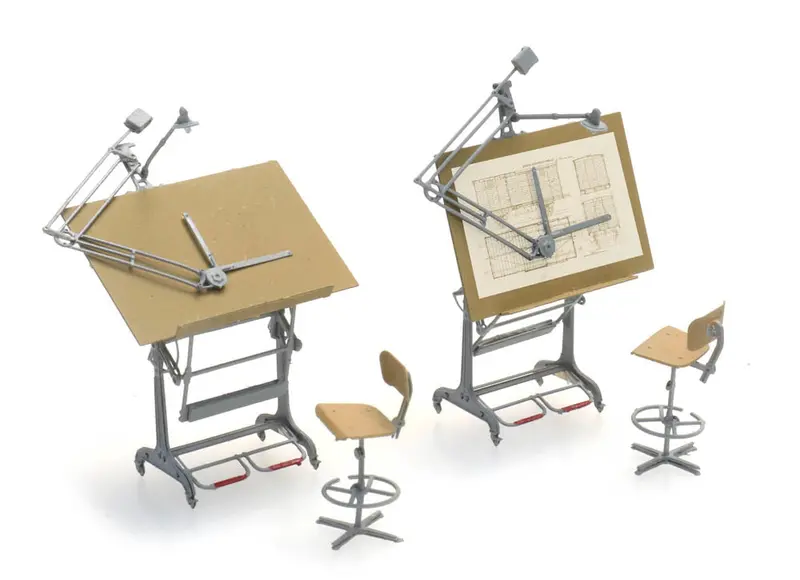 Artitec - Architects Desk & Chairs - 2Pc (Ho Scale) 1