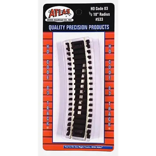 Atlas - At-533 - Curves 1/2 18" Radius 4Pc, Code 83, (Ho Scale) 1