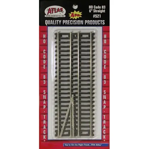 Atlas - Straights 6" 4Pc, Code 83, Ho Scale 1