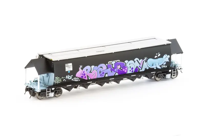 Bgvf Grain Hopper, Black With Ssr Logos And Grain Lids & Graffiti - Single Car Ngh-93 (Ho Scale) 1