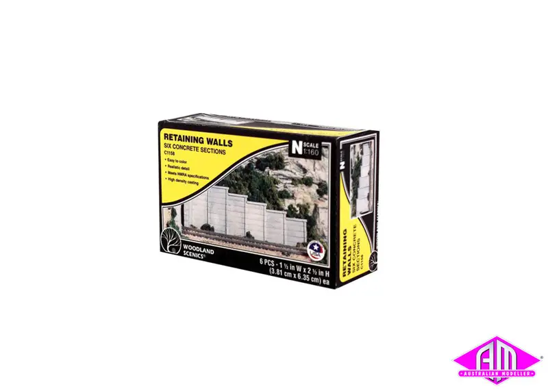 C1158 - Retaining Wall Concrete 6Pc (N Scale) 1