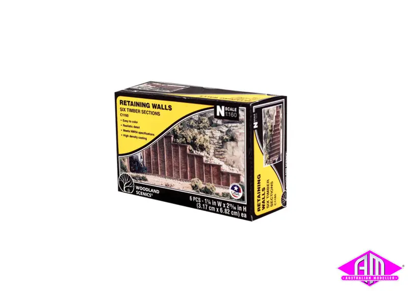 C1160 - Retaining Wall Timber 6Pc (N Scale) 1