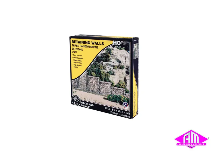 C1261 - Retaining Wall - Random Stone 3Pc (Ho Scale) 1