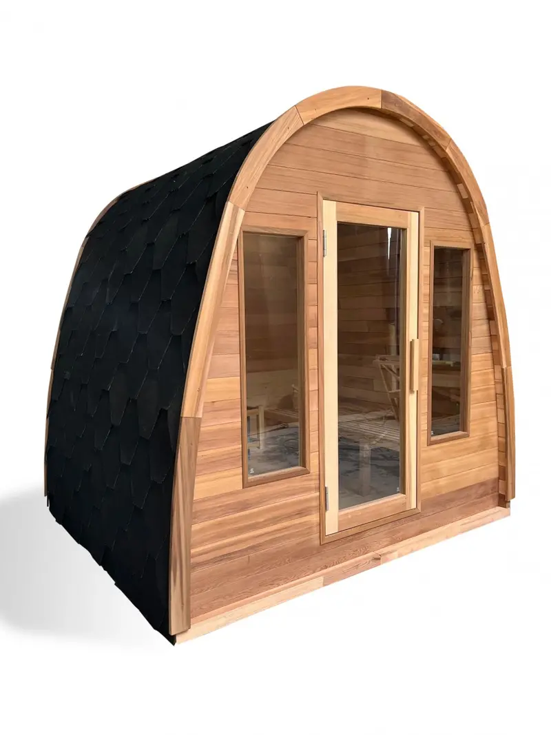 Canadian Cedar Wood Dome Top Shingled Roof Outdoor Swedish Steam Sauna Spa - 9Kw 1