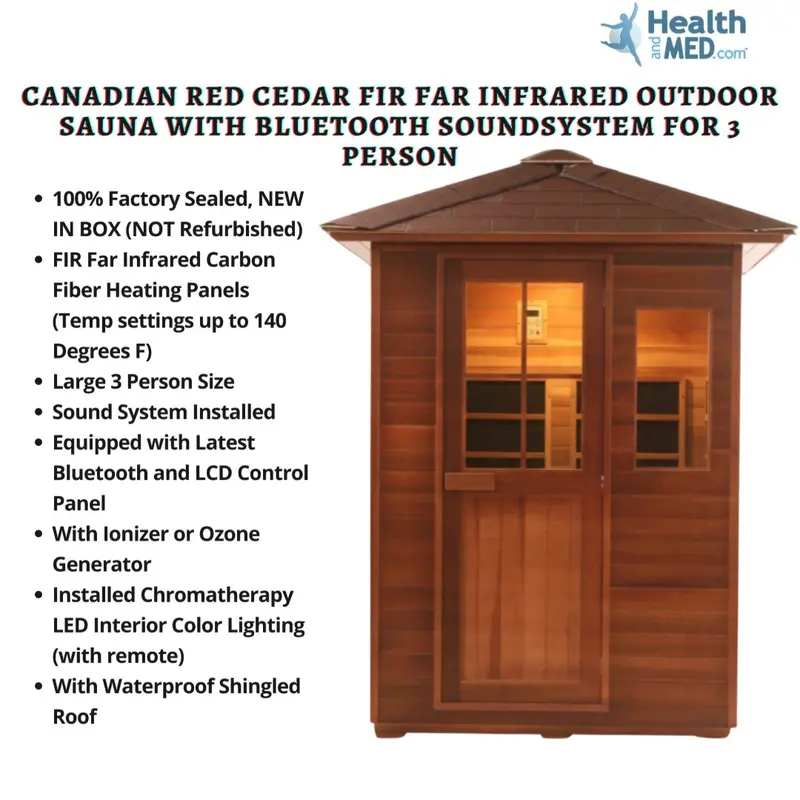 Canadian Red Cedar Fir Far Infrared Outdoor Sauna With Bluetooth Soundsystem For 3 Person 1