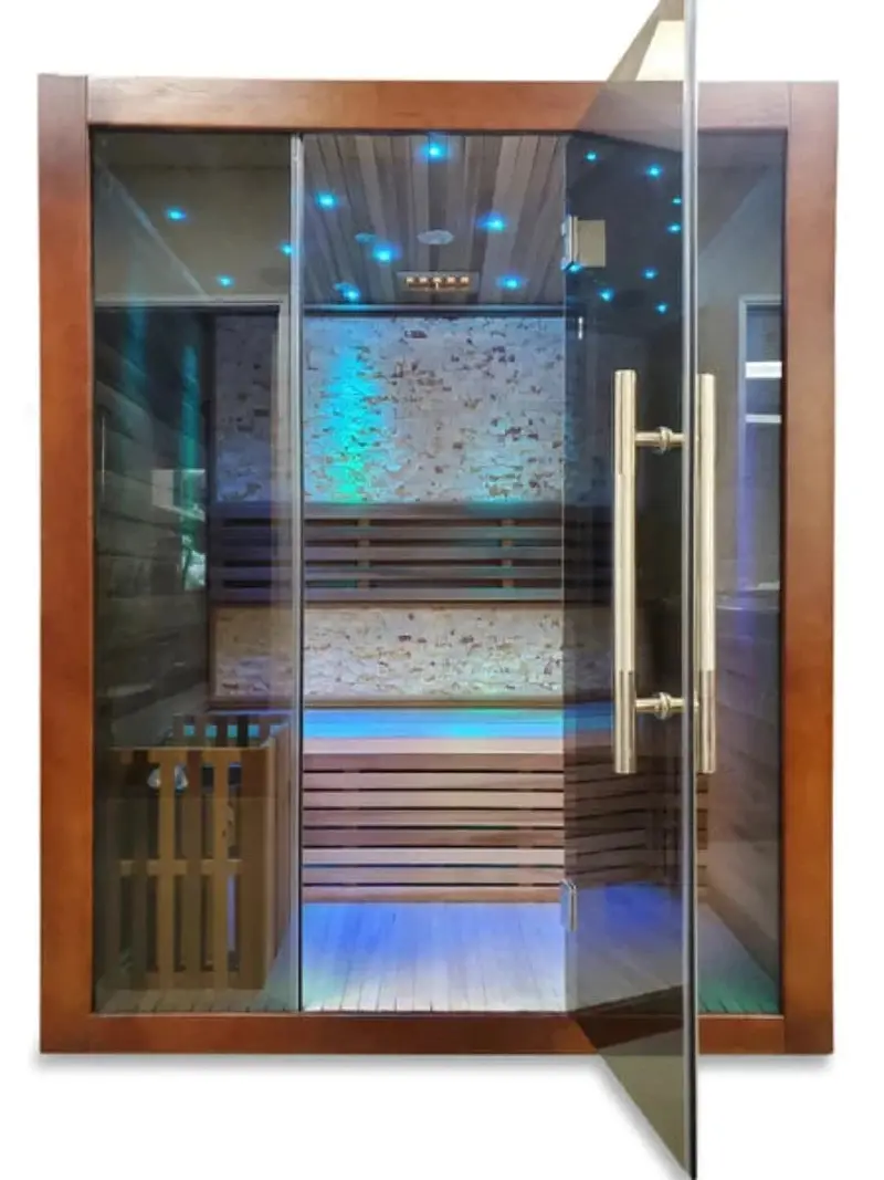 Canadian Red Cedar Wet Dry Traditional Indoor Swedish Steam Sauna Spa  6Kw Harvia Heater For 2 Persons 1