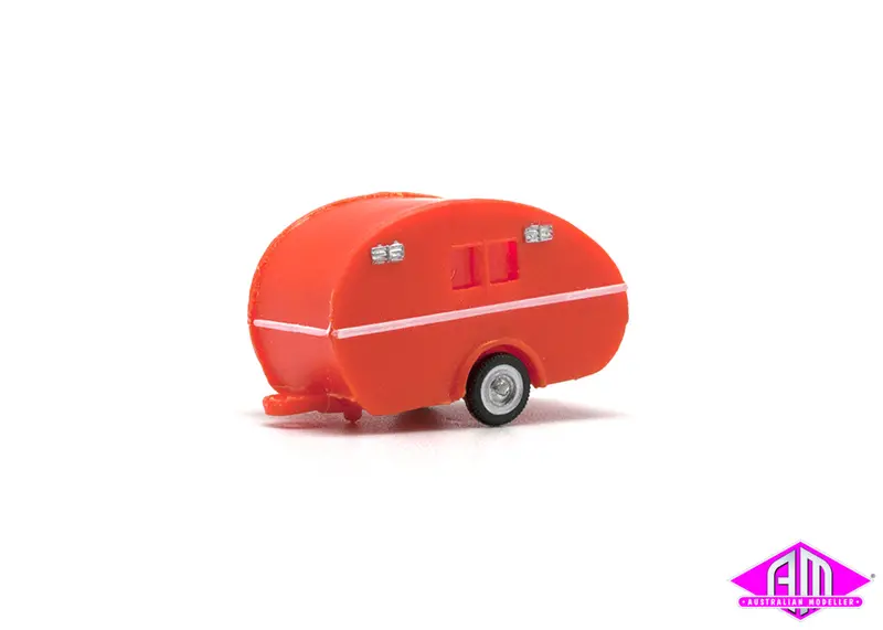 Caravan Single Axle Orange Ho Scale 1