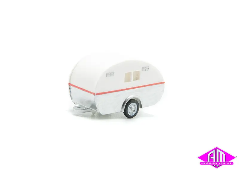 Caravan Single Axle White Ho Scale 1