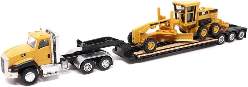 Cat Ct660 Day Cab Tractor With Lowboy Trailer And Cat 163H Motor Grader (Ho Scale) 1