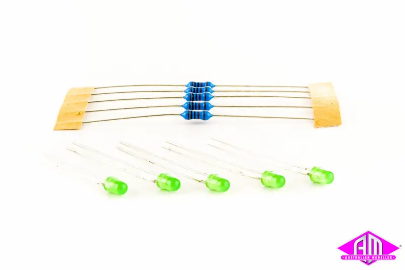 Cda-1566 3Mm Green Led With Resistors 5Pc 1