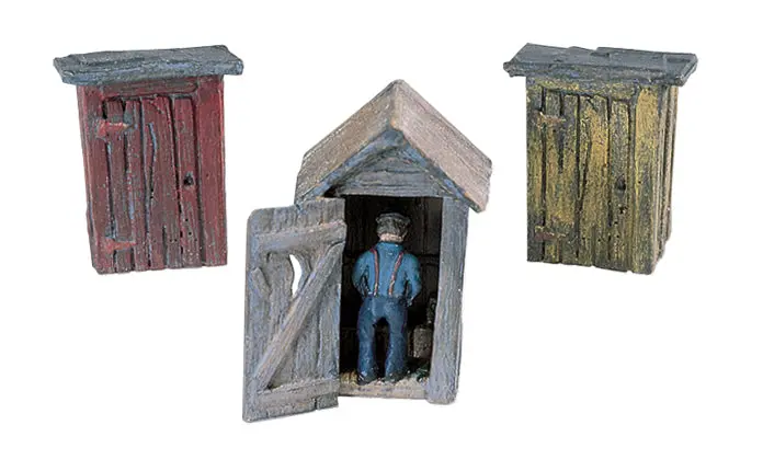 D214 - 3 Outhouses & Man (Ho Scale) 1