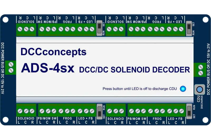 Dcc Concepts Dcd-Ads-4Sx - Accessory Decoder Cdu Solenoid Drive Sx 4-Way With Power-Off Memory And Case 1