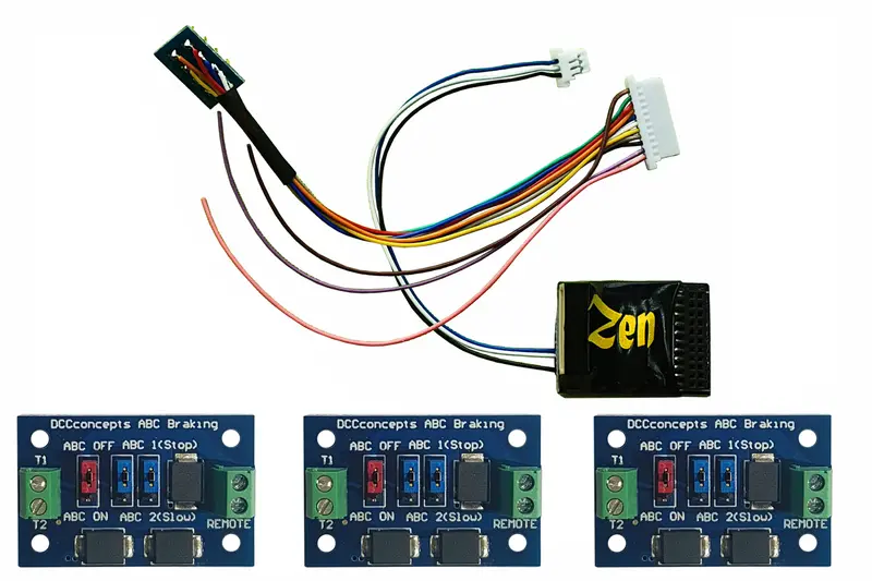 Dcc Concepts Dcd-Zn218.6S - Zen Black Shuttle Pack – Zen Black 21 8-Pin 6 Function Decoder And 3 Abc Modules 1