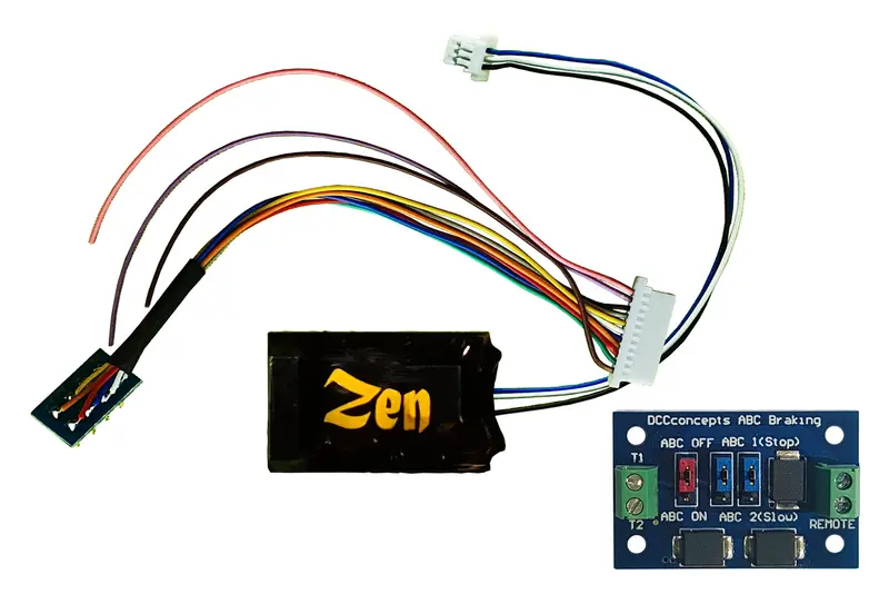 Dcc Concepts Dcd-Znm.Hp.6A - Zen Black Decoder - Midi-Sized Decoder With 8-Pin Harness, High Power, 6 Function + Abc Module 1