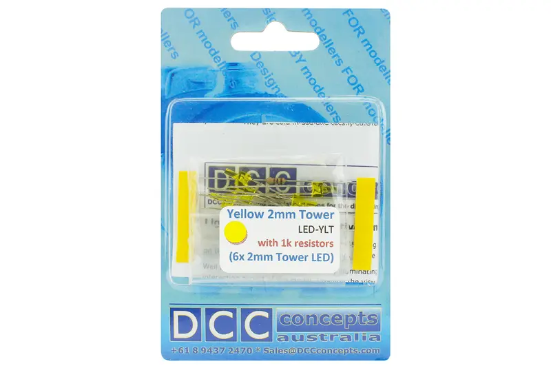 Dcc Concepts Led-Ylt - Tower Type - 2Mm (W/Resistors) Yellow (6 Pack) 2