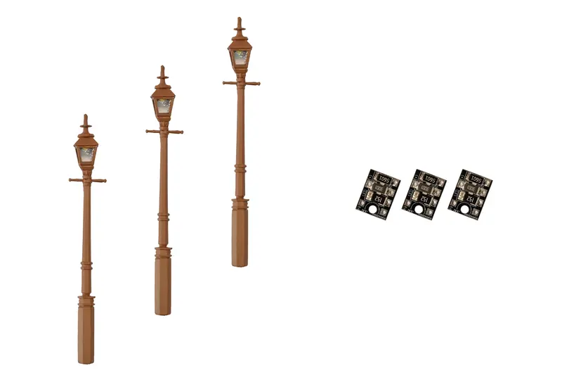 Dcc Concepts Lml-Gsbn - Gas Street/Platform Lamps - Brown - 3Pcs (Ho Scale) 1