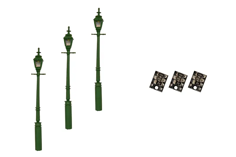 Dcc Concepts Lml-Gsgr - Gas Street/Platform Lamps - Green - 3Pcs (Ho Scale) 1