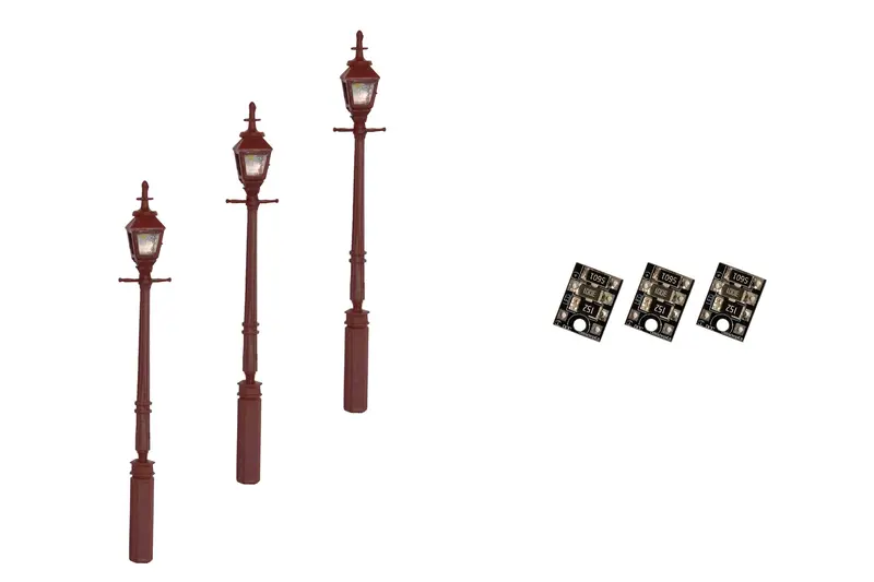 Dcc Concepts Lml-Gsmr - Gas Street/Platform Lamps - Maroon - 3Pcs (Ho Scale) 1