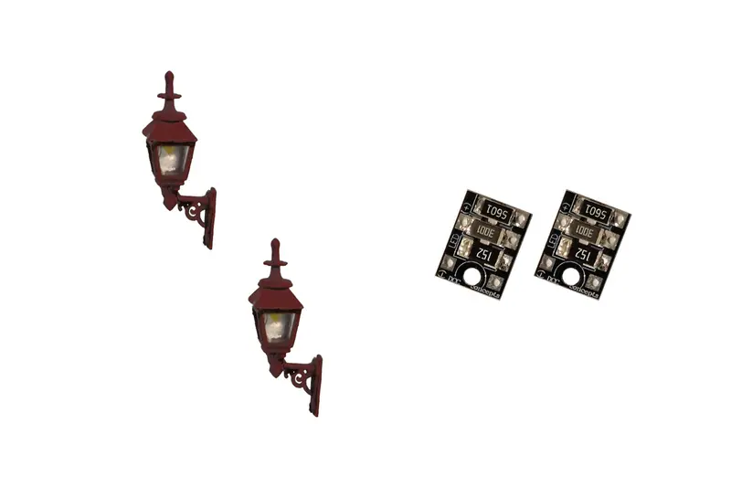 Dcc Concepts Lml-Gwmr - Gas Wall Lamps - Maroon - 2Pcs (Ho Scale) 1