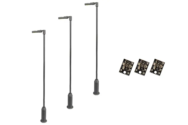 Dcc Concepts Lml-Msl - Modern Post Lamps - Grey - 3Pcs (Ho Scale) 1