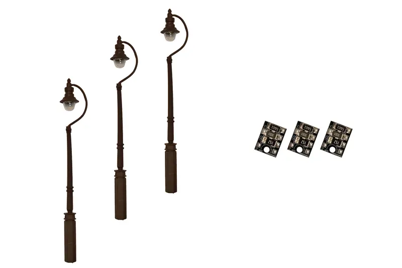 Dcc Concepts Lml-Ssbk - Swan-Neck Street/Platform Lamps - Black - 3Pc (Ho Scale) 1