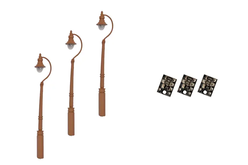 Dcc Concepts Lml-Ssbn - Scale Swan-Neck Street/Platform Lamps - Brown - 3Pcs (Ho Scale) 1