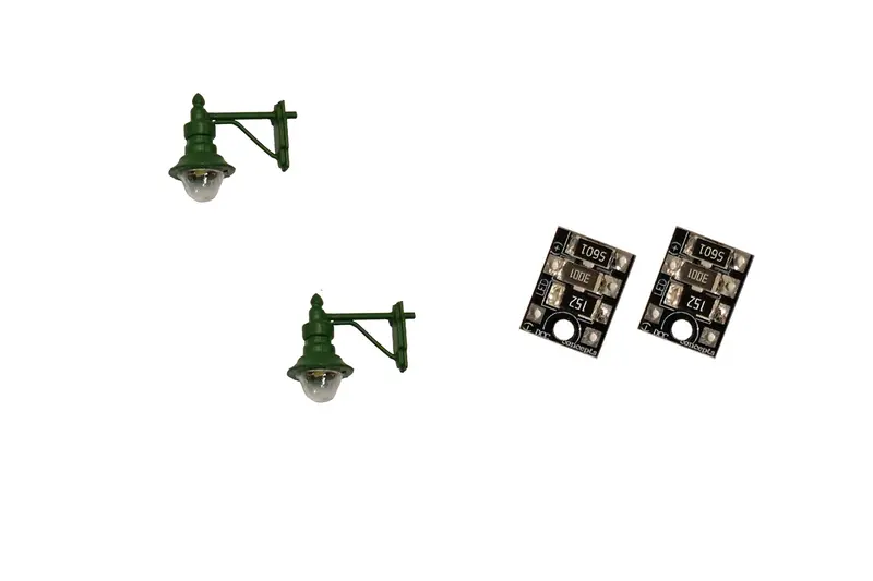 Dcc Concepts Lml-Swgr - Swan-Neck Wall Lamps - Green - 2Pcs (Ho Scale) 1