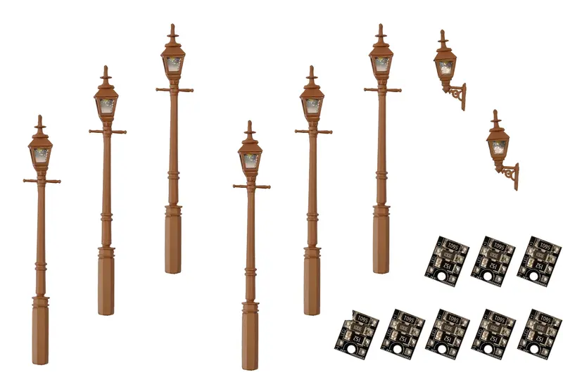 Dcc Concepts Lml-Vpgbn - Value Pack - Gas Lamps - Brown - 8Pcs (Ho Scale) 1