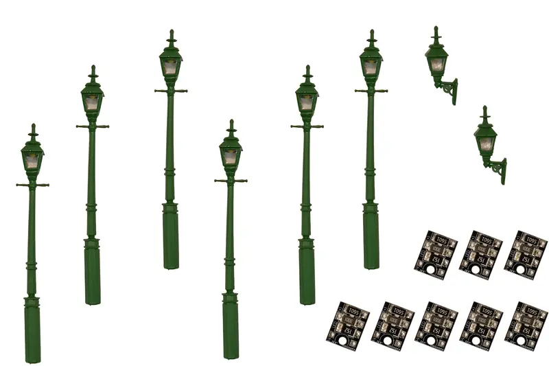Dcc Concepts Lml-Vpggr - Value Pack - Gas Lamps - Green - 8Pcs (Ho Scale) 1