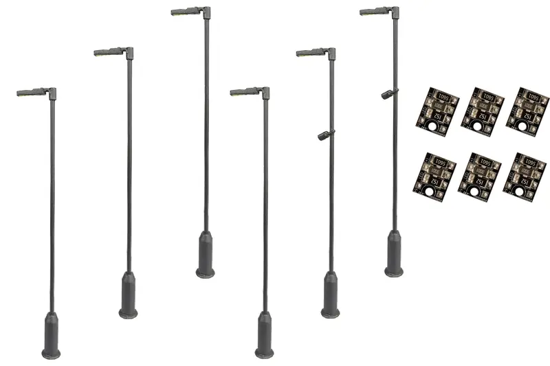 Dcc Concepts Lml-Vpmsl - Value Pack - Modern Post Lamps - Grey - 6Pcs (Ho Scale) 1