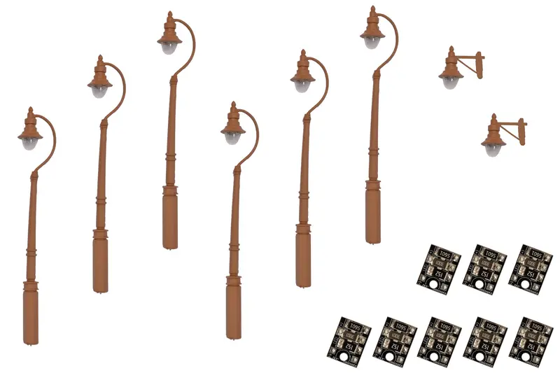 Dcc Concepts Lml-Vpsbn - Value Pack - Swan-Neck Lamps - Brown - 8Pcs (Ho Scale) 1