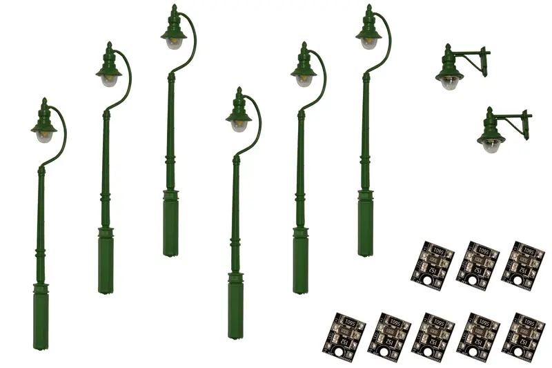 Dcc Concepts Lml-Vpsgr - Value Pack - Swan-Neck Lamps - Green - 8Pcs (Ho Scale) 1