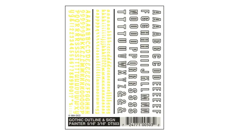 Dt503 - Dry Transfer - Lettering, Gothic - Outline & Sign Painter (7.93, 4.76Mm) 1