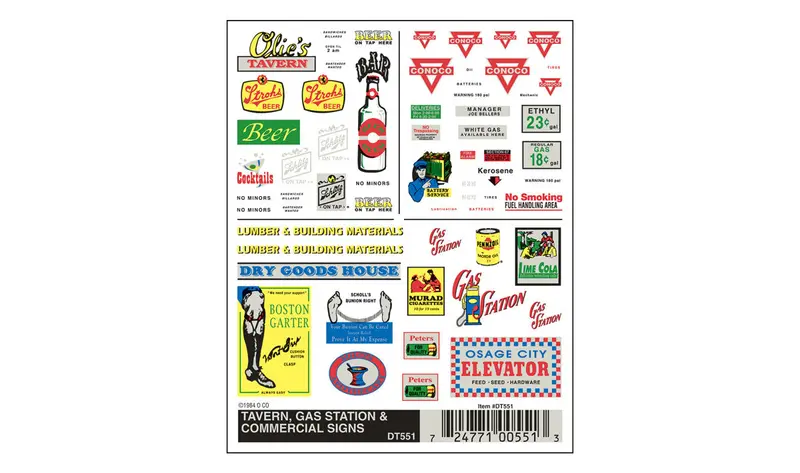 Dt551 - Dry Transfer - Tavern, Gas Station & Commercial Signs 1