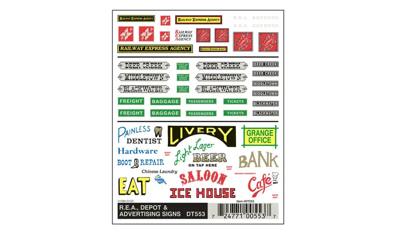 Dt553 - Dry Transfer - Depot, R.E.A. & Advertising Signs 1