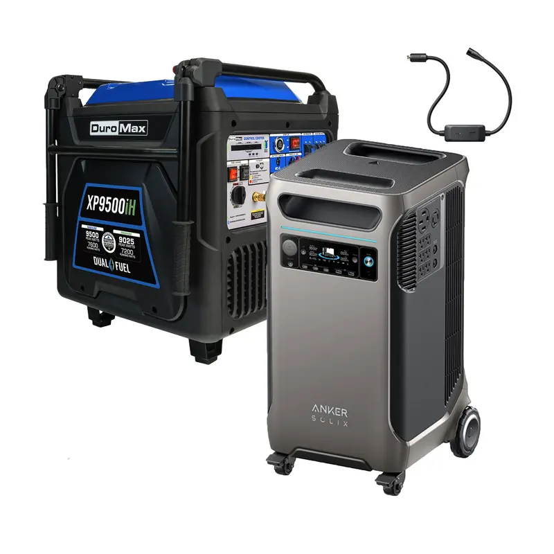 Duromax Xp9500ih And Anker Solix F3800plus+240V Generator Adapter With Transfer Switch Bundle 1