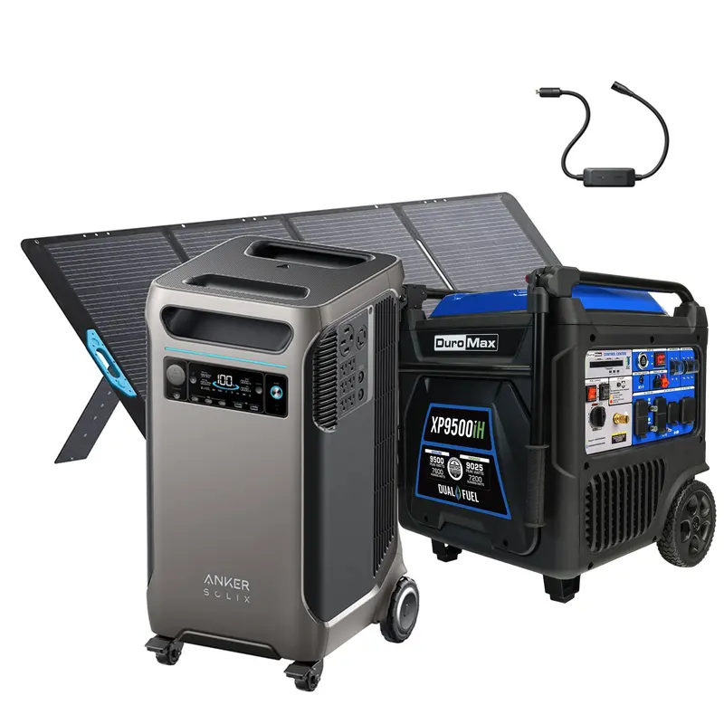 Duromax Xp9500ih And Anker Solix F3800plus+Ps400+240V Generator Adapter With Transfer Swtich Bundle 1