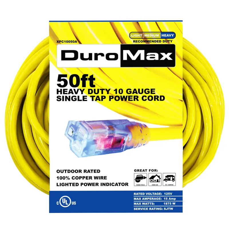 Duromax Xpc10050a 50-Foot 10 Gauge Single Tap Extension Power Cord 1