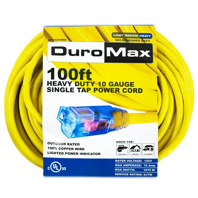 Duromax Xpc10100a 100-Foot 10 Gauge Single Tap Extension Power Cord 1