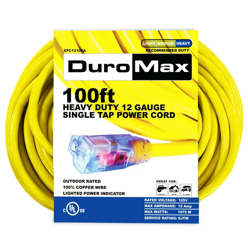 Duromax Xpc12100a 100-Foot 12 Gauge Single Tap Extension Power Cord 1