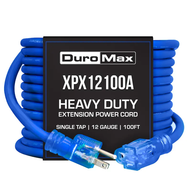 Duromax Xpx12100a Heavy Duty Sjeoow 100-Foot 12 Gauge Blue Single Tap Extension Power Cord 1