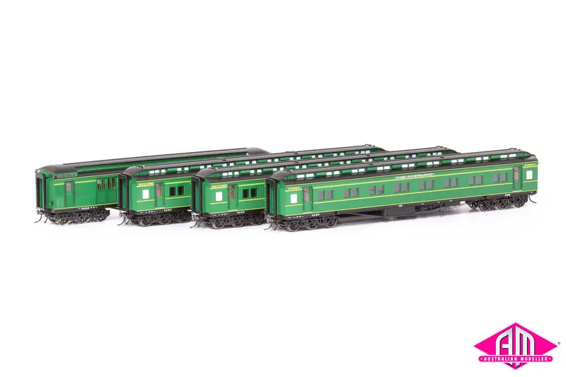 E Passenger Car The Overland, Hawthorn Green With Etched "The Overland" Nameplate - 4 Car Set Vps-36 1