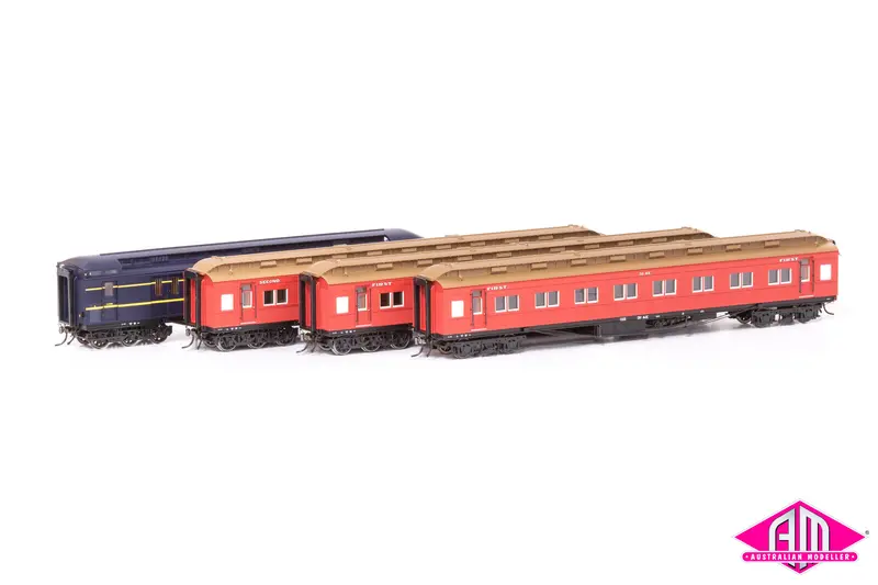 E Passenger Car Vr Carriage Red (1963-1971 Era) - 4 Car Set Vps-31 1
