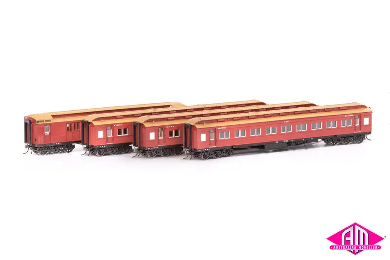 E Passenger Car Vr Crimson Lake (1921-1954 Era) - 4 Car Set Vps-29 1